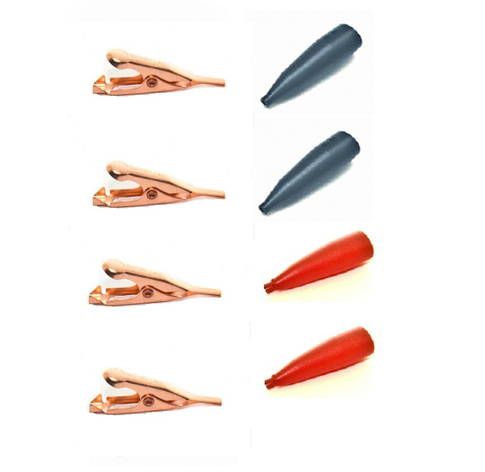 MUELLER Solid Copper Micro-Alligator Clip with Smooth Jaws 4 pack with Boots