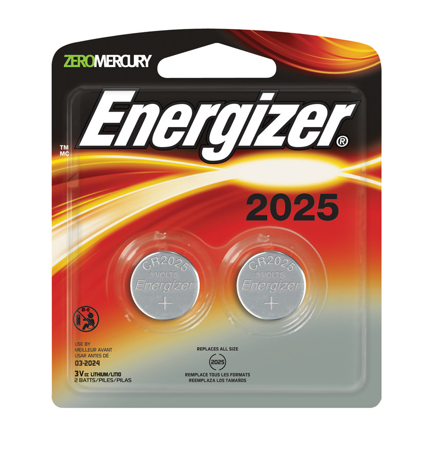 ENERGIZER 2025 3V Lithium Coin Cell Battery 2pk
