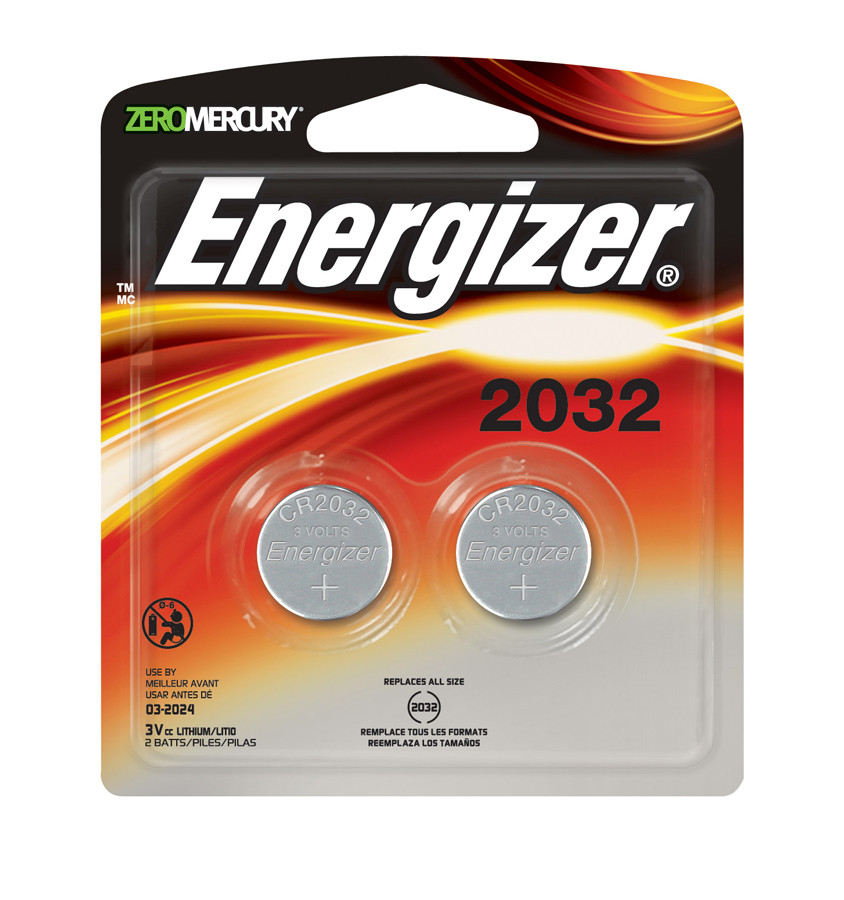 Energizer CR2032 Lithium Battery 3V Coin Cell (Value Pack of 2)