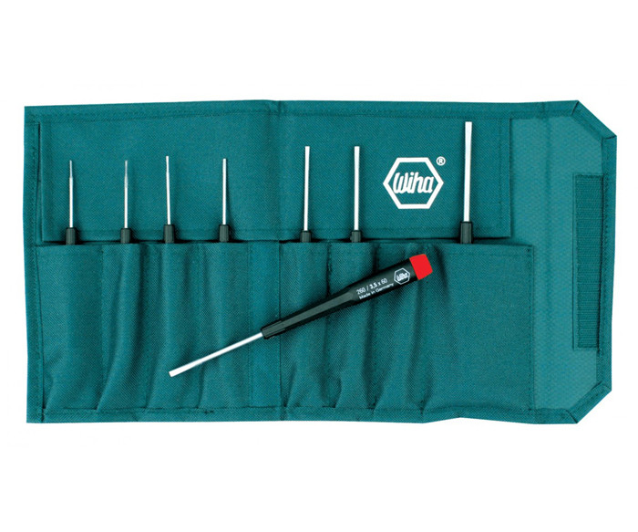 WIHA Precision Slotted Screwdrivers 8 Piece Set in Canvas Pouch