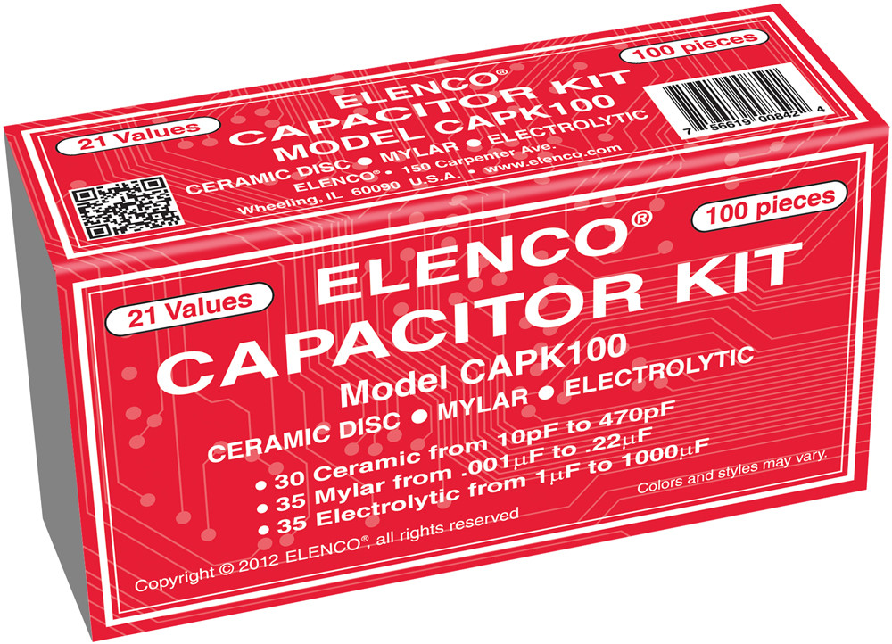 ELENCO Capacitor Assortment 100 pieces