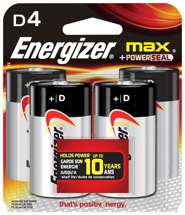 ENERGIZER Alkaline Max D Battery 4pk