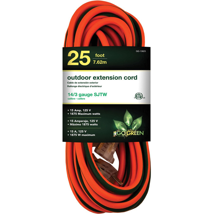 GO GREEN 14/3 25ft Heavy Duty Extension Cord