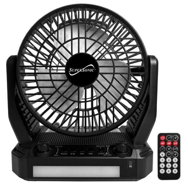 SUPERSONIC Bluetooth Speaker & FM Radio with Fan and Flashlight