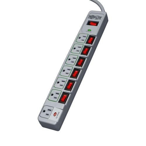 TRIPPLITE 7-Outlet Individually Switched Surge Protected Strip 6ft Cord