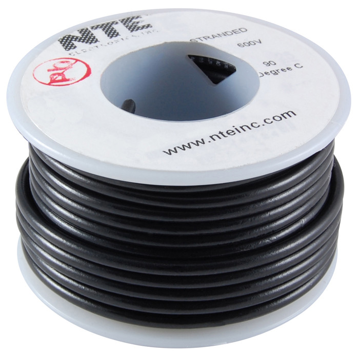 NTE Hook-up Wire 22 AWG Stranded 25ft Black