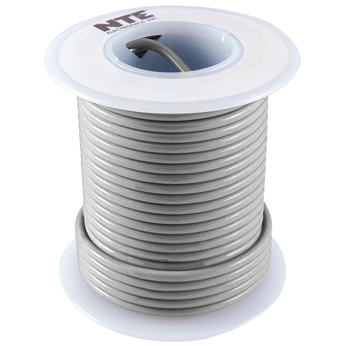 NTE Hook-up Wire 26 AWG Stranded 25ft Gray