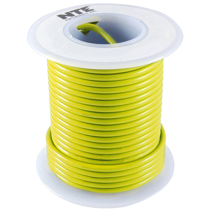 NTE Hook-up Wire 22 AWG Solid 100ft Yellow