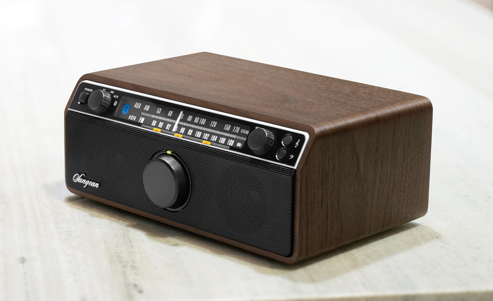 SANGEAN AM/FM/AUX-In Analog Wooden Cabinet Stereo Radio