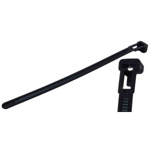 NTE Releasable Cable Ties 5.905" 50# Black 100pk