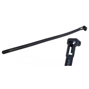 NTE Releasable Cable Ties 7.874" 50# Black 100pk