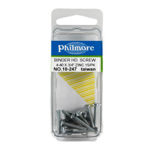 PHILMORE 4-40 x 3/4" Binder Head Screws 15pk