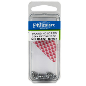 PHILMORE 2-56 x 1/4" Round Head Screws 20pk