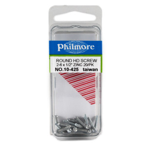 PHILMORE 2-56 x 1/2" Round Head Screws 20pk