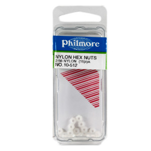 PHILMORE 2-56 x 3/16" Nylon Hex Nuts 15pk