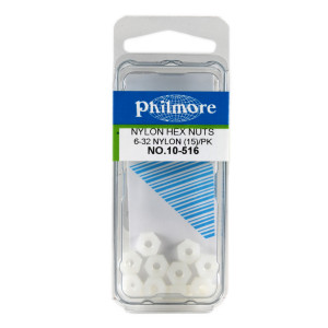 PHILMORE 6-32 x 1/4" Nylon Hex Nuts 15pk