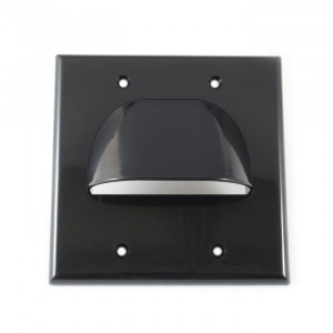 VANCO Custom Two-Piece Dual Gang Bulk Cable Wall Plate Black