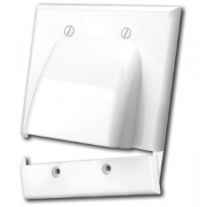 VANCO Hinged Dual Gang Bulk Cable Wall Plate