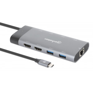 MANHATTAN USB-C PD 10-in-1 Dual Monitor 8K Docking Station / Multiport Hub