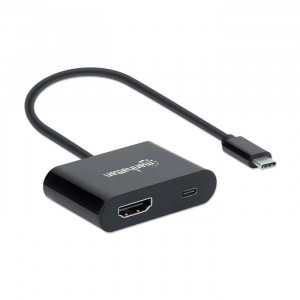 MANHATTAN SuperSpeed+ USB 3.1 C Male to HDMI Female Converter with Power Delivery Port