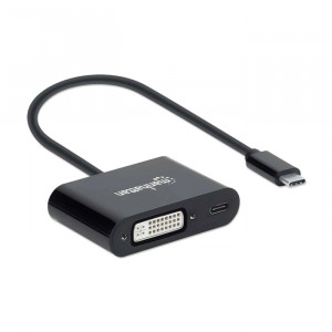 MANHATTAN SuperSpeed+ USB 3.1 C Male to DVI Female Converter with Power Celivery Port
