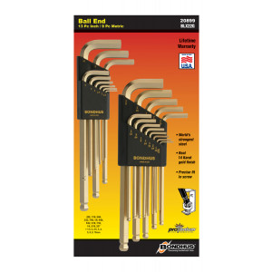 BONDHUS GoldGuard Ball End 22 piece Inch/Metric Hex Set