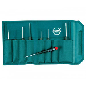 WIHA Precision Slotted/Phillips Screwdrivers 8 Piece Set in Canvas Pouch
