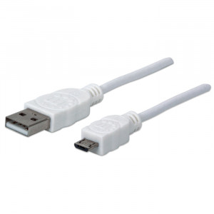 MANHATTAN White USB to Micro USB-B 3ft