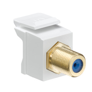 LEVITON Feedthrough QuickPort F-Connector, Gold Plated, White Housing