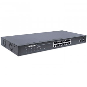 INTELLINET 16-Port Gigabit Ethernet PoE+ Switch 220 Watts w/2 SFP Ports