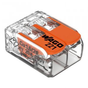 WAGO 2 Conductor 221-412 Lever Nuts Transparent with Orange Levers 5pk