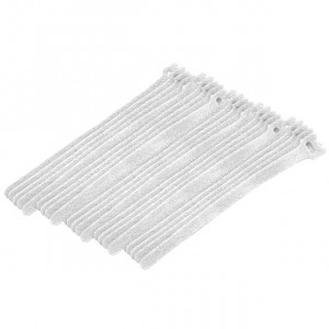 Eclipse Hook & Loop Cable Ties 8" White 25 pack