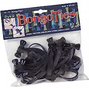 BONGO TIES Obsidian Black Rubber Black Bongo Pin 10pk