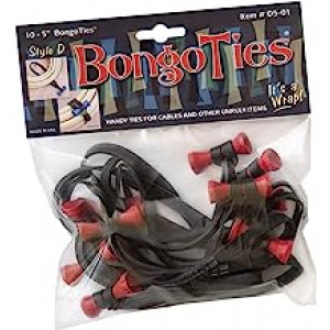 BONGO TIES Lava Black Rubber Red Bongo Pin 10pk