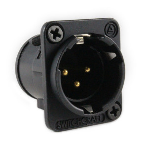 SWITCHCRAFT E Series 3 Pin XLR Male Panel Mount Gold Pins