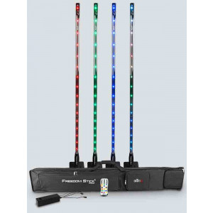 CHAUVET Set of 4 RGB LED Stick Lights with Remote, Multi-charger and Carry Bag