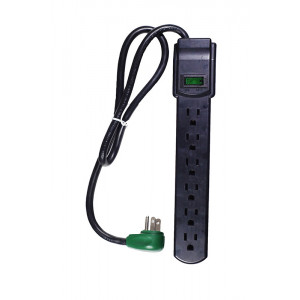 GO GREEN 6-Outlet Surge Protector 90 Joules 2.5ft cord Black