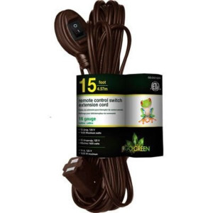GO GREEN Remote Control Switched 15ft Extension Cord Brown