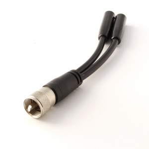 VANCO PL259 Male to Two Motorola Female Jacks 4"