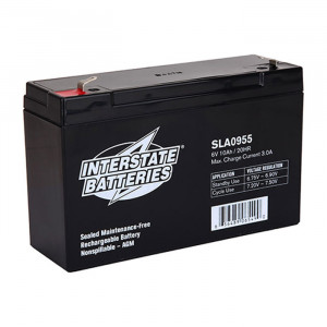 INTERSTATE Sealed Lead Acid Battery 6V 12Ah F1 .187 tabs