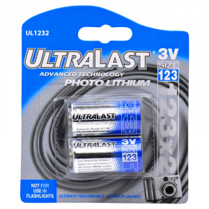ULTRALAST 3V 123A Lithium Battery 2pk