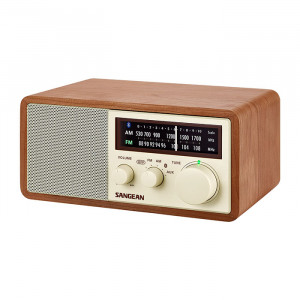 SANGEAN 45th Special Edition FM/AM Bluetooth Wooden Cabinet Radio with USB Charging