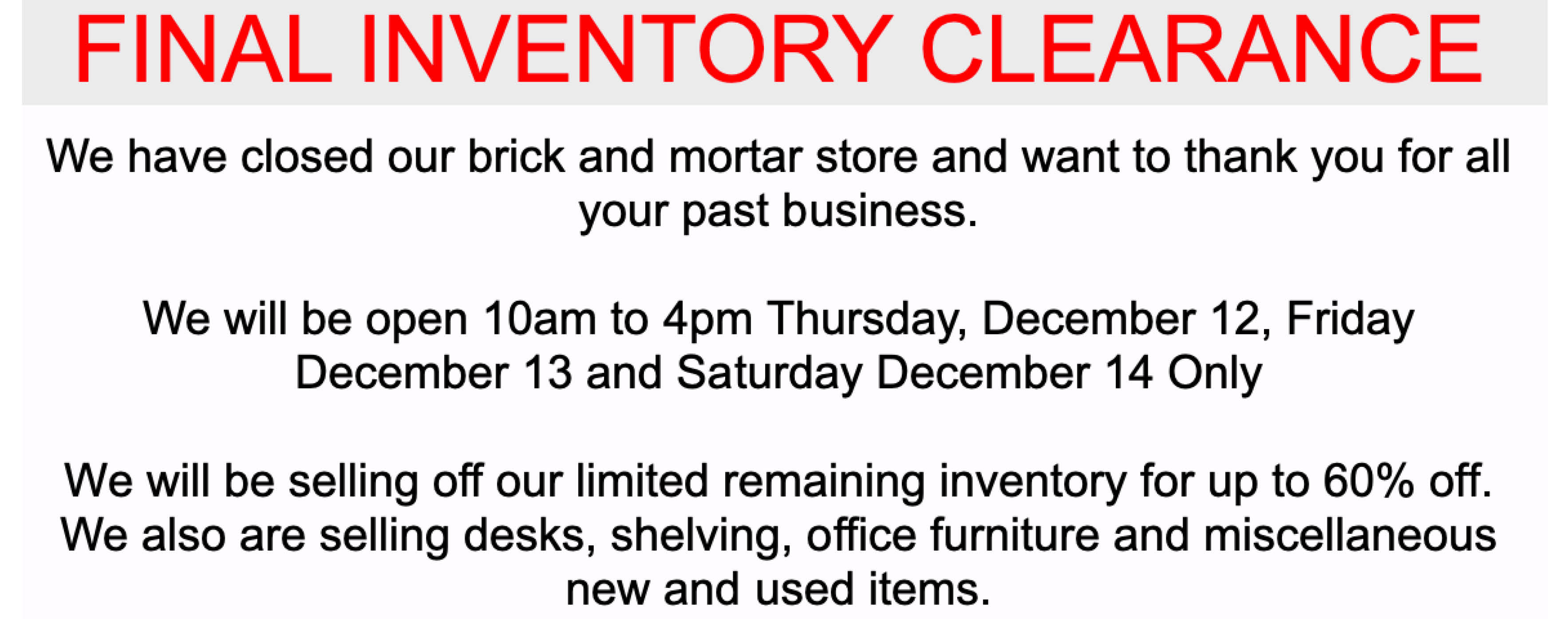 Final Inventory Clearance