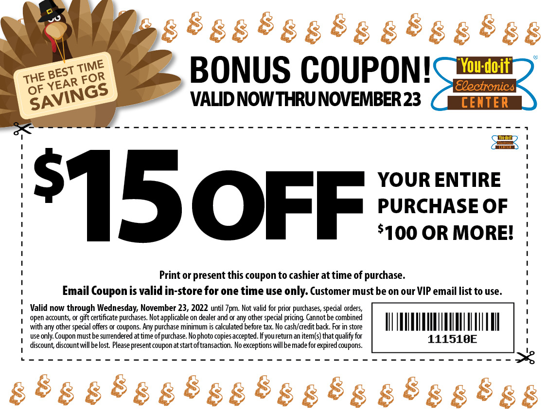$15 off pre-thanksgiving coupon